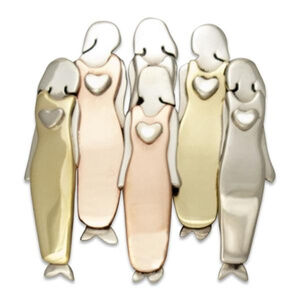 Six Sisters Pin in Alpacca, Copper & Brass